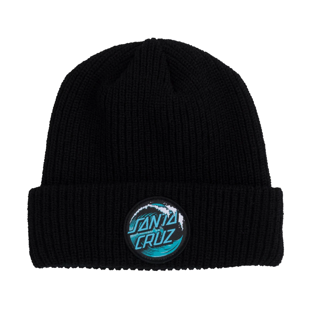 Santa Cruz Wave Dot Long Shoreman Black Beanie